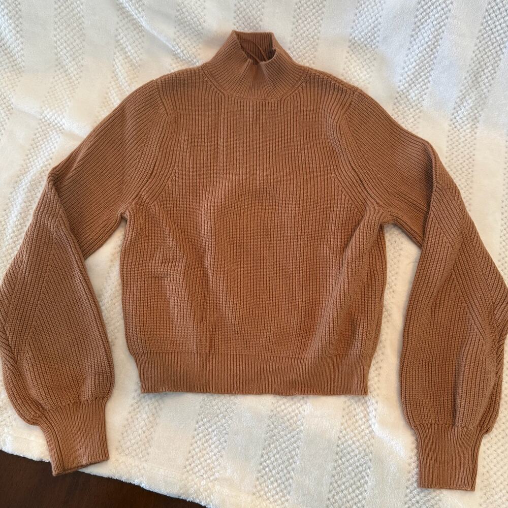 new zara moc kneck ribbed balloon sleeve turtleneck size small S